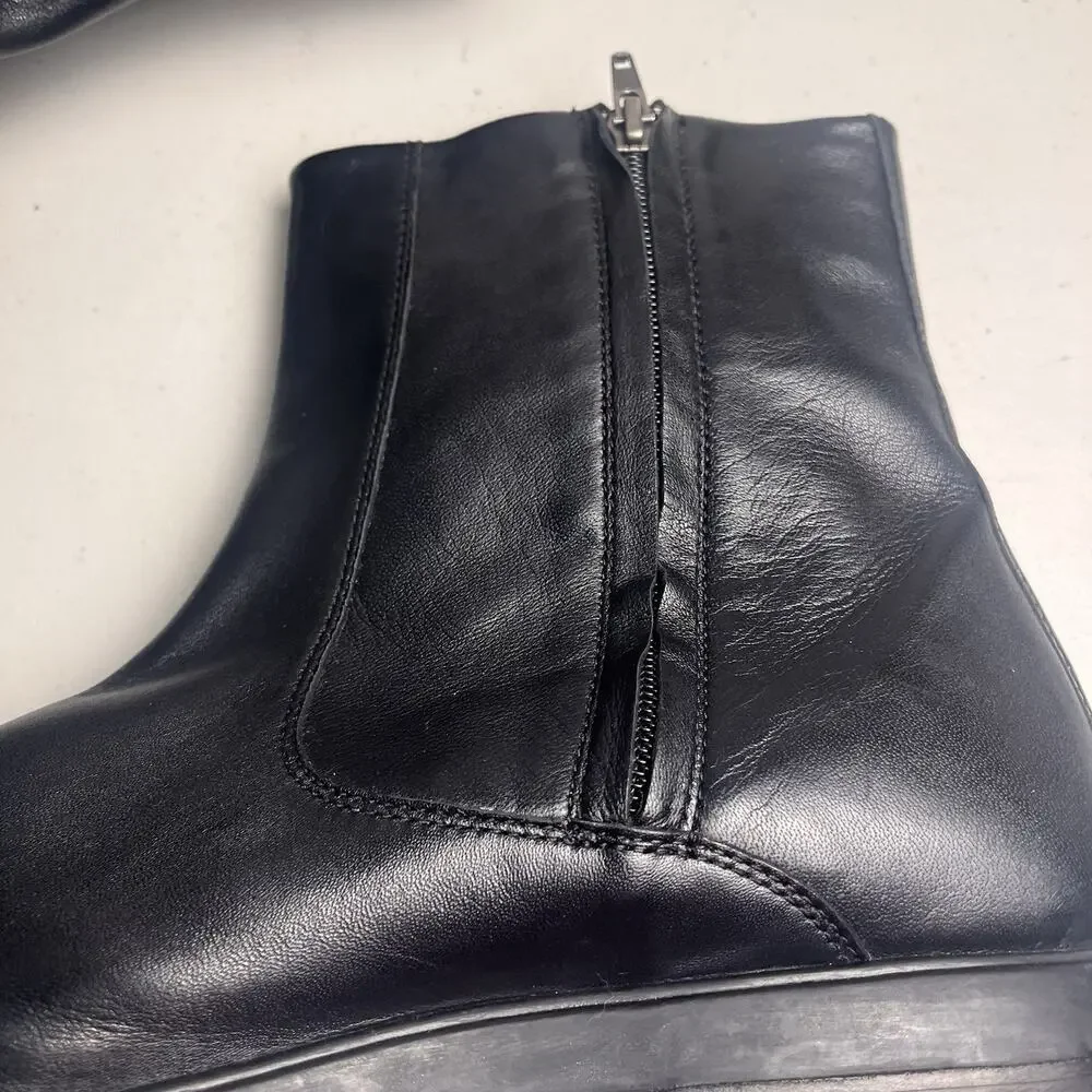 Cole Haan Black Leather Waterproof Side Zip Boots NikeAir Sole Men's 11M C09035